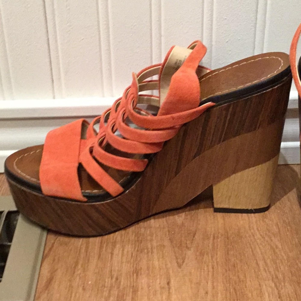 Orange Leather Platform Sandals - image 2